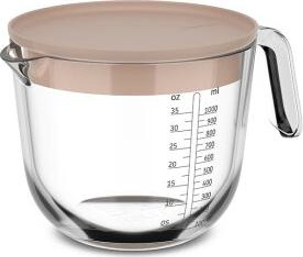 Mepal - Glas Messbecher mit Deckel Chef it - Leicht ablesbare. eingravierte Skala - Mikrowellen- & Backofengeeignet (ohne Deckel) - Hochwertiges Gl...