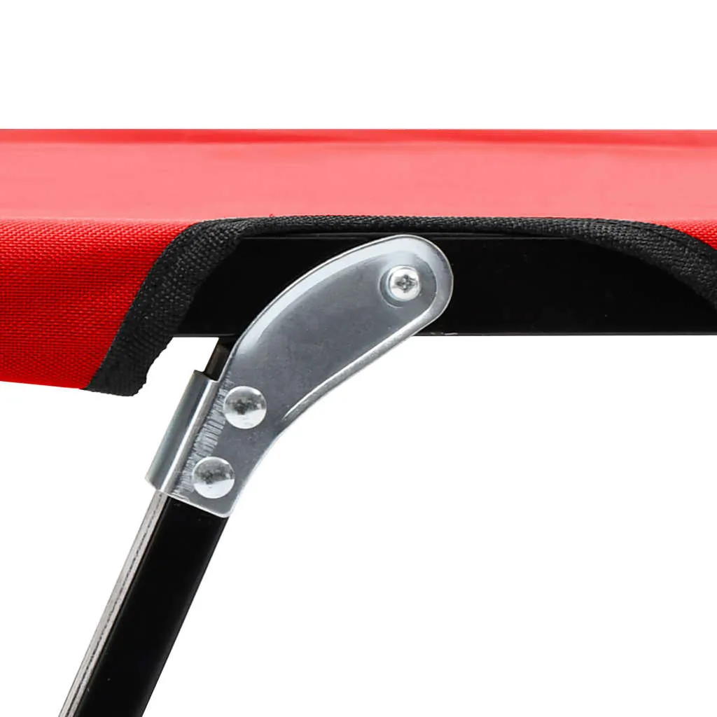 Chaise longue 2 places pliable rouge avec structure robuste en acier - 6