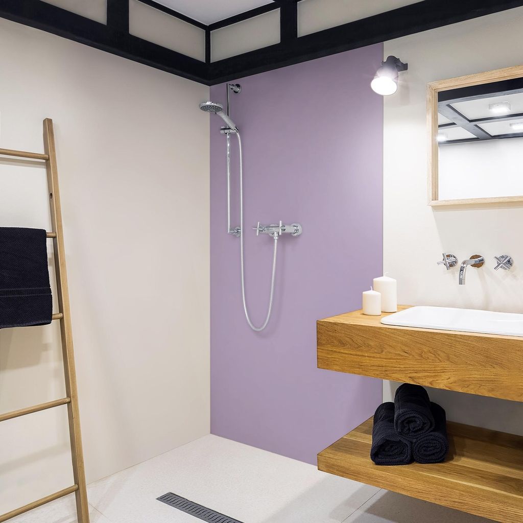 Duschrückwand mit Motiv selbstklebend - 0.35 mm Wandpaneel wasserfest Design violett Unifarben Badrückwand fugenlos Smart matt 100x210 cm