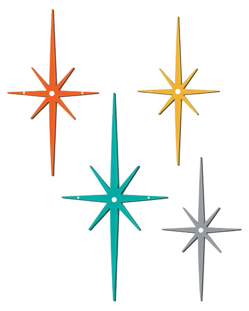 4-teiliges Set Metall-Sternenexplosions-Wanddekoration Retro Mini Mid-Century Sternenexplosions-Wandkunstskulptur Zuhause Schlafzimmer Wohnzimmer B...