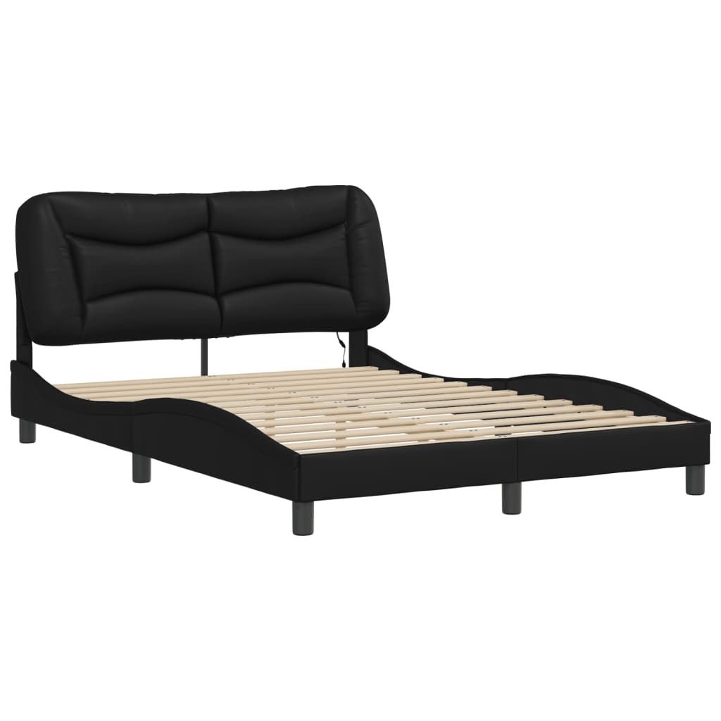 "2026 Aktion"Bettgestell - CLORIS - Doppelbett - Robust und langlebig - mit LED ohne Matratze "Hvar" Schwarz 140x190 cm - Einfache Montage - - NeuM...