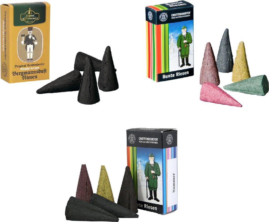Crottendorfer Räucherkerzen XL-Riesen 3er Set Sommer - dreiteiliges Räucherkerzen Set mit gemischten Düften für jede Jahreszeit - Insgesamt 14 ...