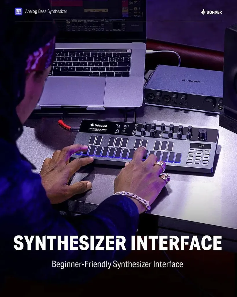 Donner B1 Synthétiseur de Basse Analogique avec Distorsion et Delay - 2