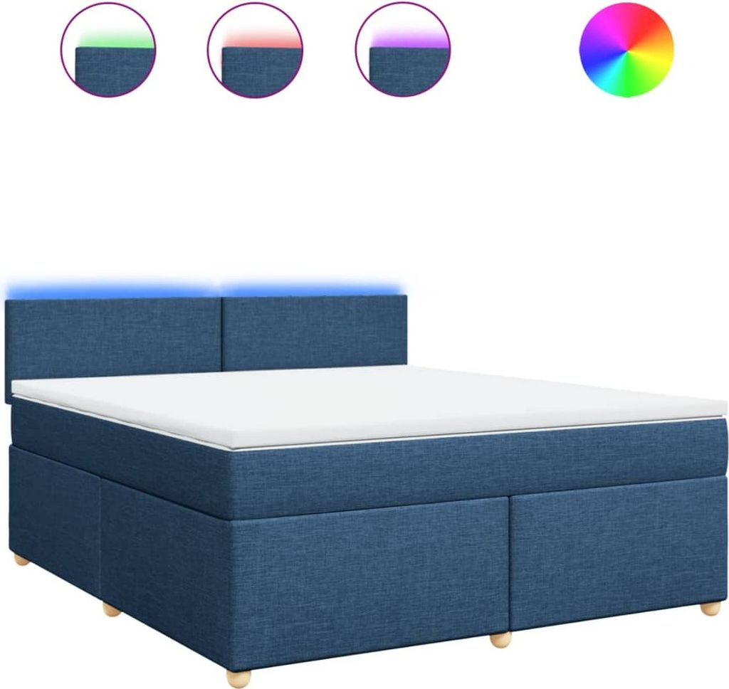 vidaXL Boxspringbett mit Matratze Blau 180x200 cm Stoff