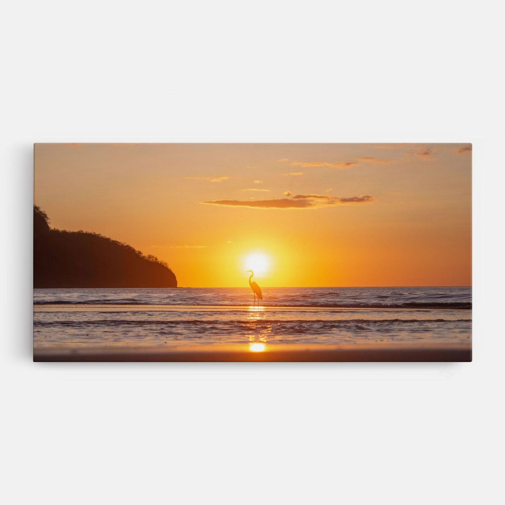 ARTHUB Leinwandbild 40x80 cm, Sunset Bird Silhouette | Wohnzimmerdekoration, Hängende Bilder, Wanddekoration, Heimdekoration, Landschaften, Sommer