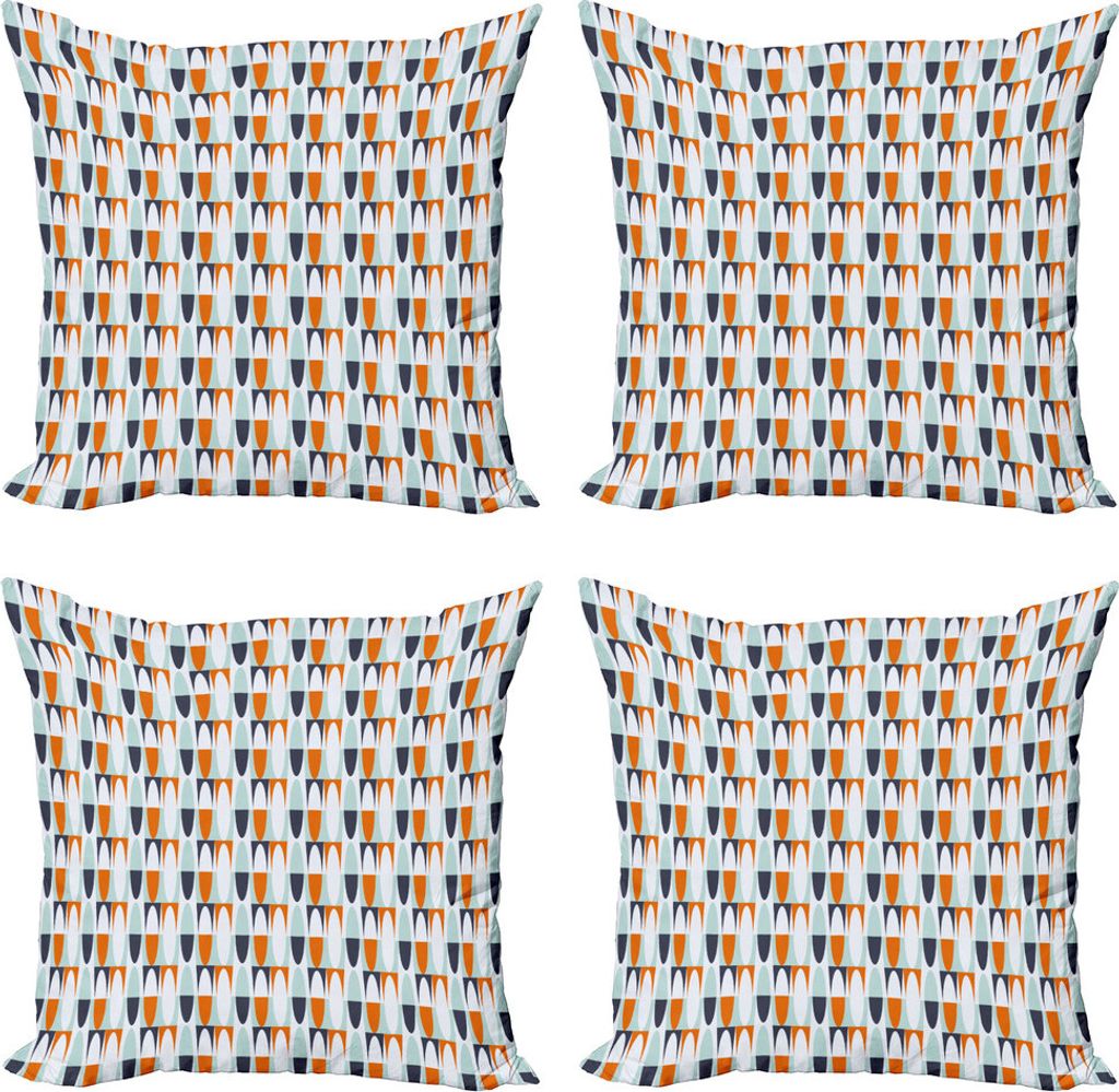 ABAKUHAUS Abstrakt Kissenbezug Set (4 Stück), Bicolor Runde Lange Formen, Moderner Doppelseitiger Digitaldruck, 45 cm x 45 cm, Pastell Lila Multic...