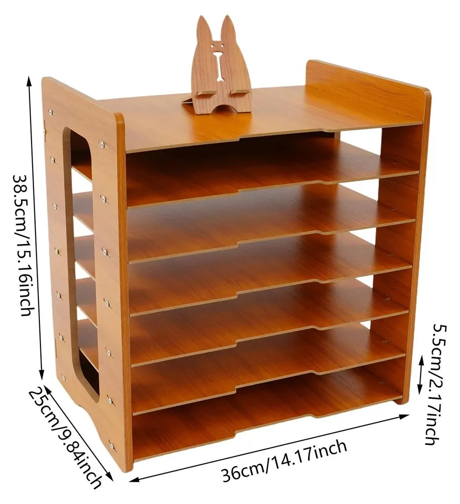 Fini le désordre avec cet organiseur de bureau vertical 7 niveaux bois