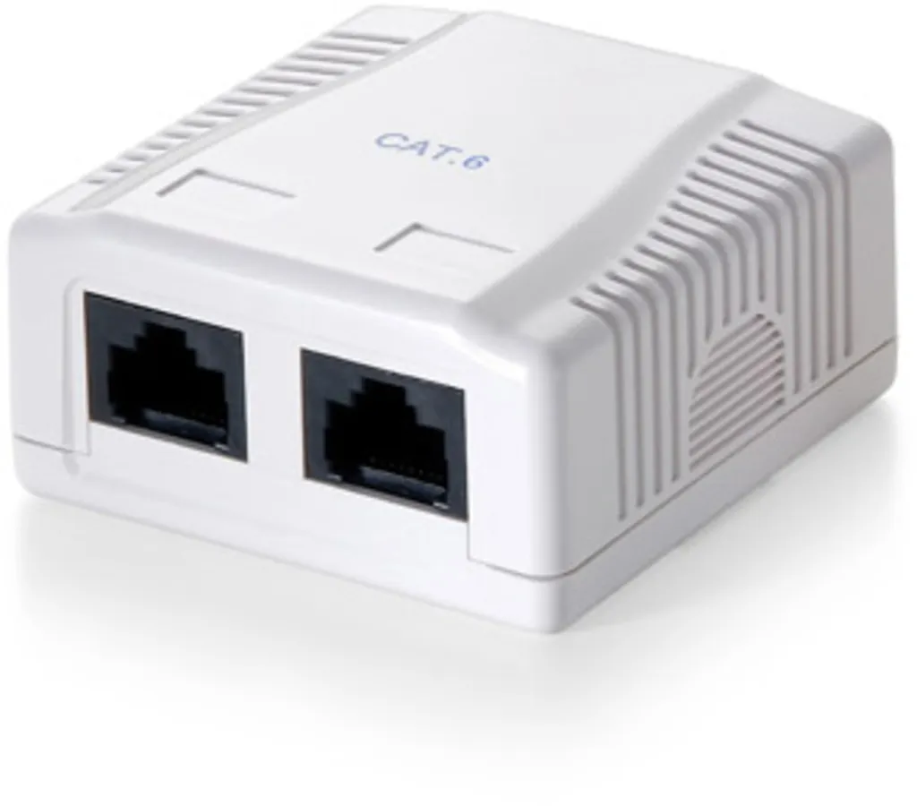 Presa Rete Cat6 Equip Bianca RAL 9010 - Design Esterno 2x RJ45 UTP