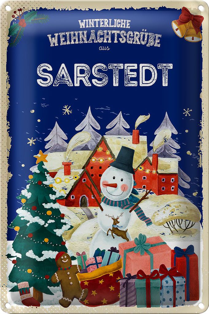 Blechschild Weihnachtsgrüße SARSTEDT 18x12cm