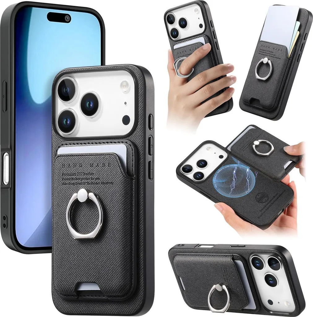Custodia Professionale iPhone 17 Air - Nero Finto Cuoio Magnetica