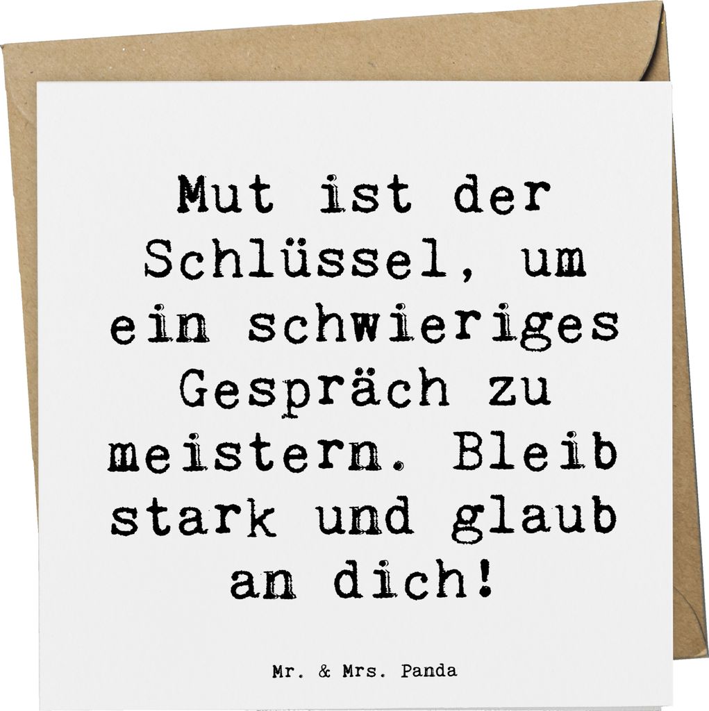 Mr. & Mrs. Panda Grußkarte Spruch Ein schwieriges Gespräch führen - Weiß - Geschenk, faltkarte, Klappkarte, Glückwunschkarte, Mutmacher, Vertr...