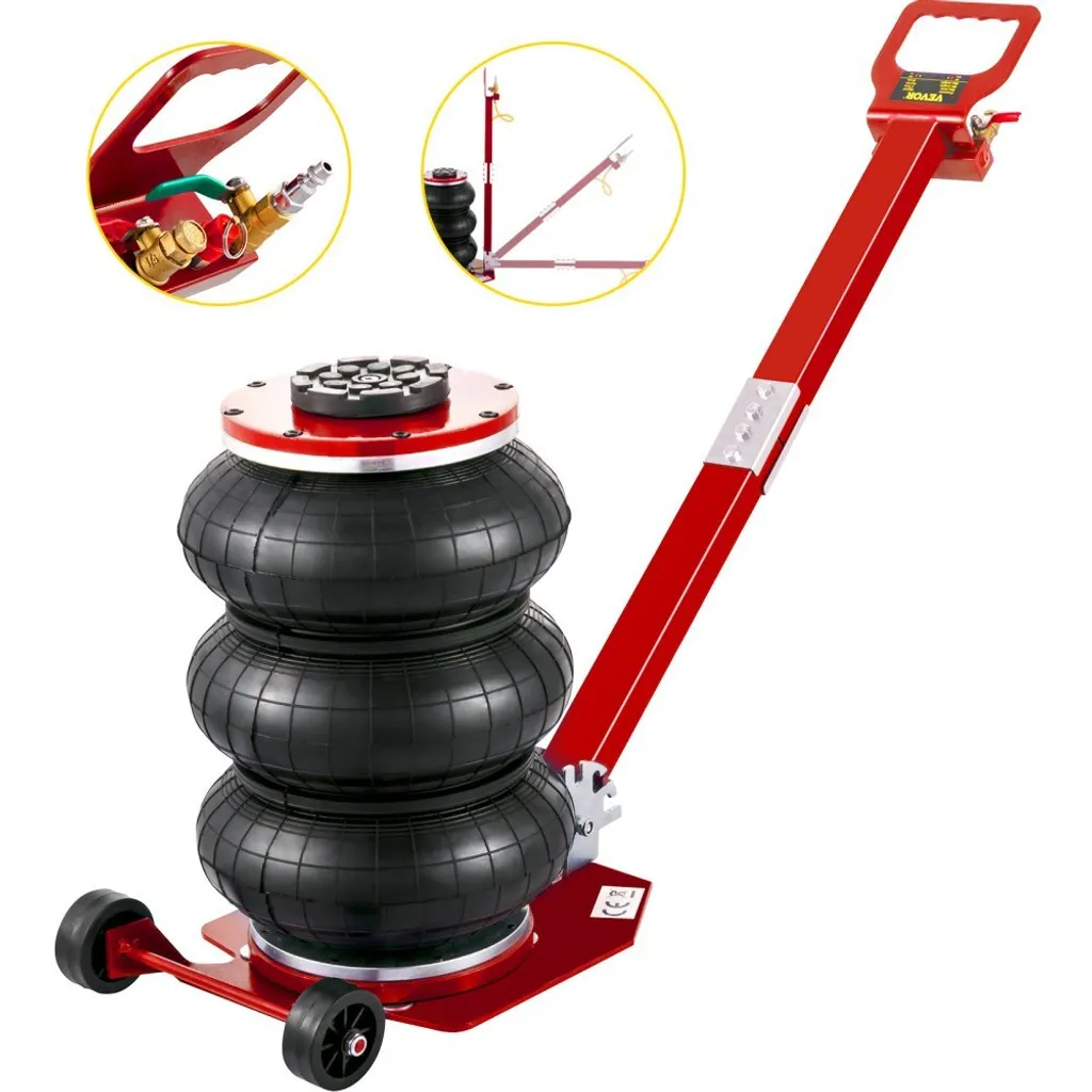 Cric pneumatique 3 tonnes de 6600 lbs, cric gonflable rouge pour voitures