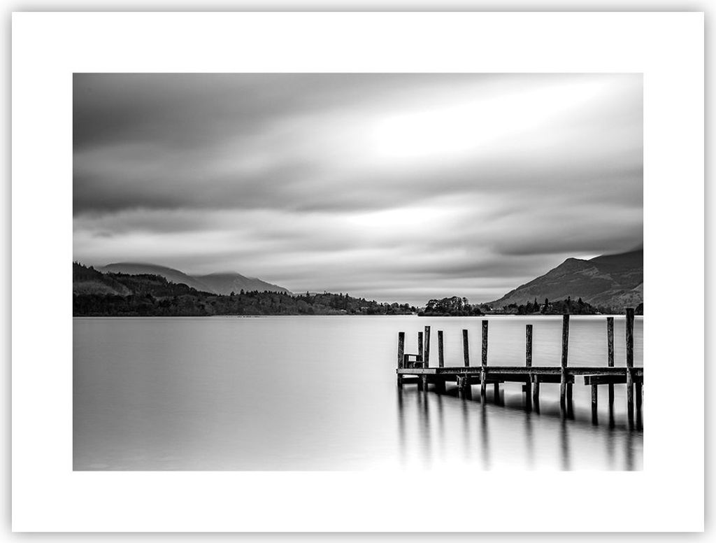 Poster - Poster ohne Rahmen - Schwarzweiß Landschaft See - 40x30 cm - Wand Bild - Wanddeko - Wandbilder - Kunstposter - Wandposter - Bilder - Kuns...