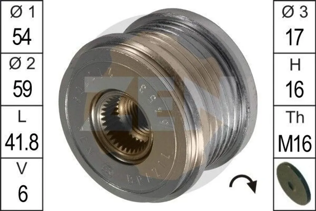 Poulie débrayable d'alternateur pour Citroën Berlingo et Peugeot 307