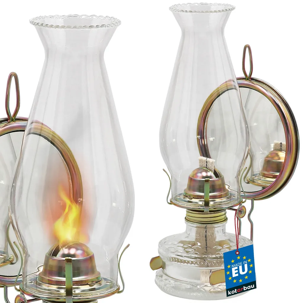 Lampe à Huile Décorative avec Miroir pour Ambiance Chaleureuse Rétro
