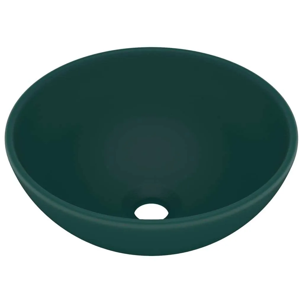 Lavabo Rotondo Verde Scuro Opaco 32,5x14 cm - Lavandino Bagno Lusso