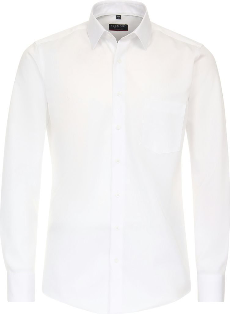 REDMOND Herren Businesshemd Langarm Kent Modern-Fit Twill Weiß S