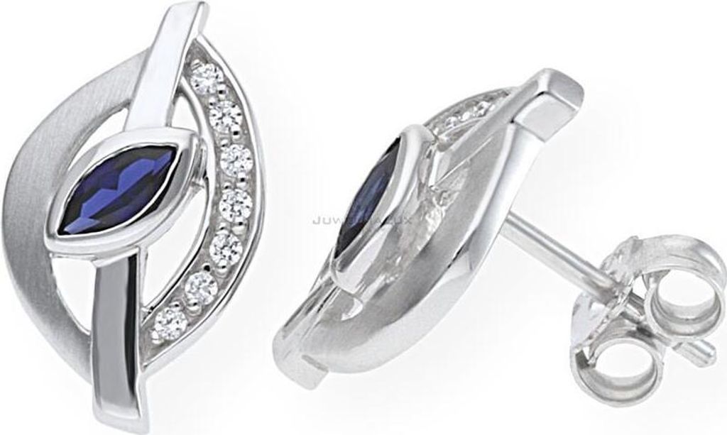 JuwelmaLux Ohrstecker Silber 925 rhodiniert synth. Saphir Zirkonia JL20-06-0427