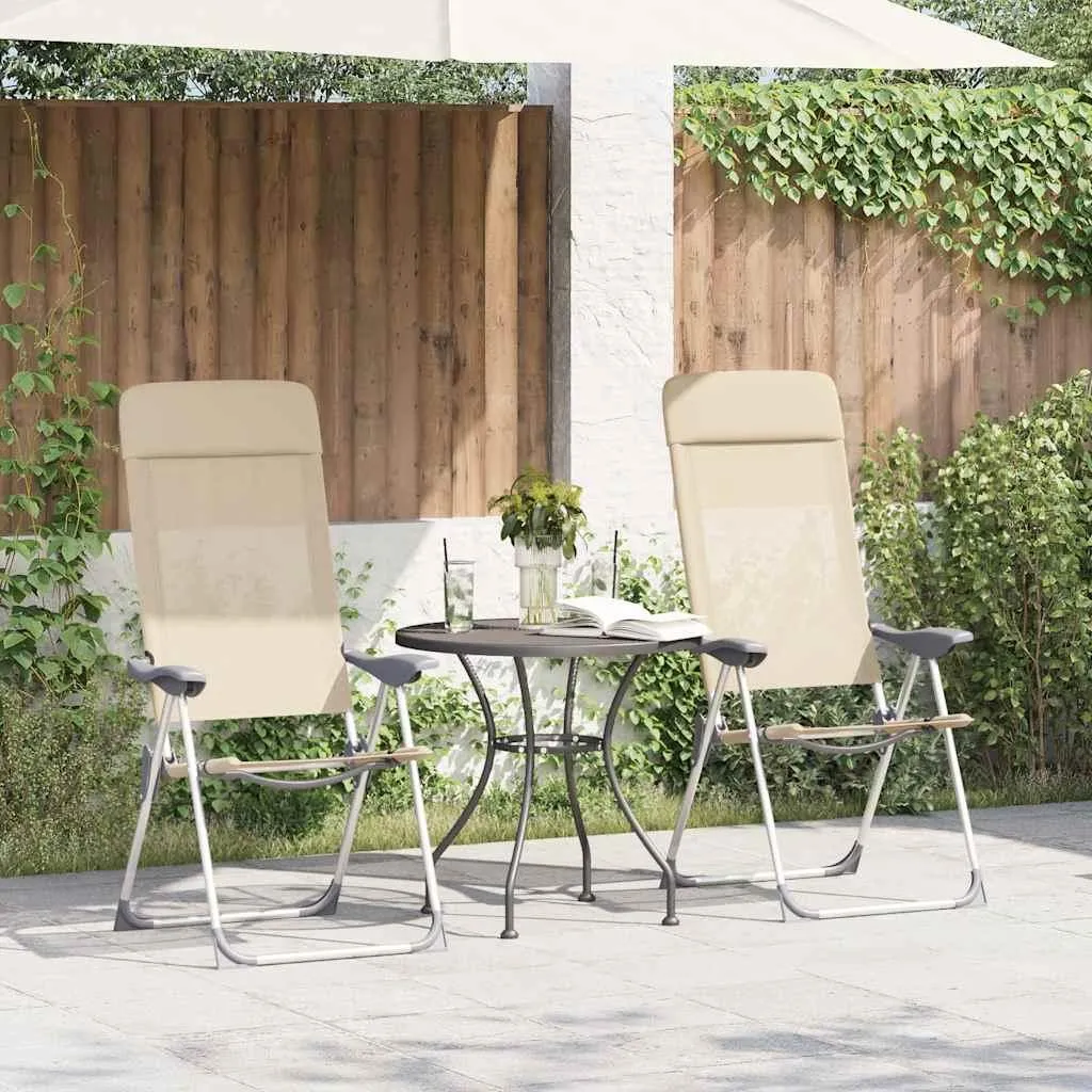 Chaises de camping pliantes légères en aluminium crème avec accoudoirs