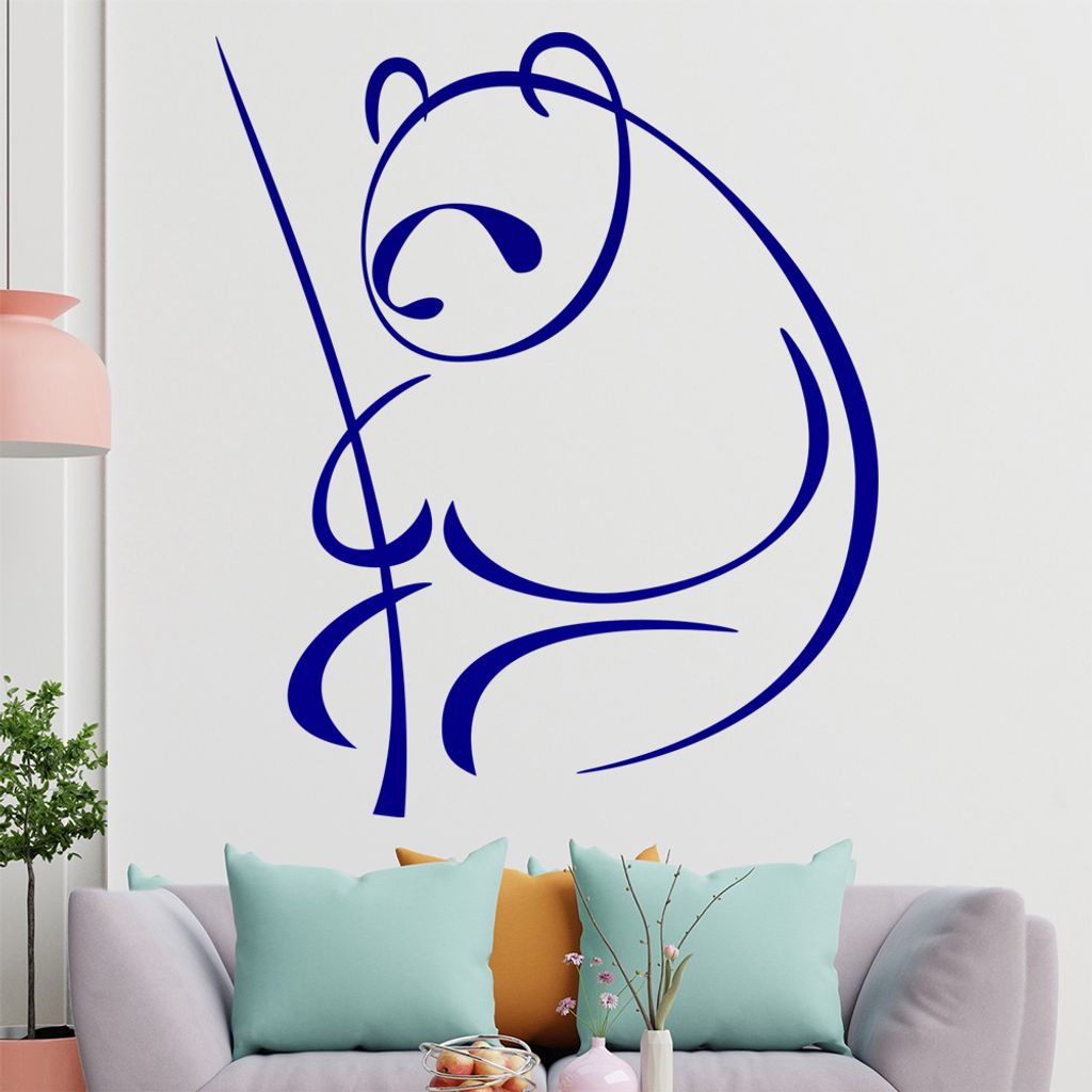 Panda Linien Wandtattoo in 6 Größen - Wandaufkleber Wall Sticker - Dekoration, Küche, Wohnzimmer, Schlafzimmer, Badezimmer