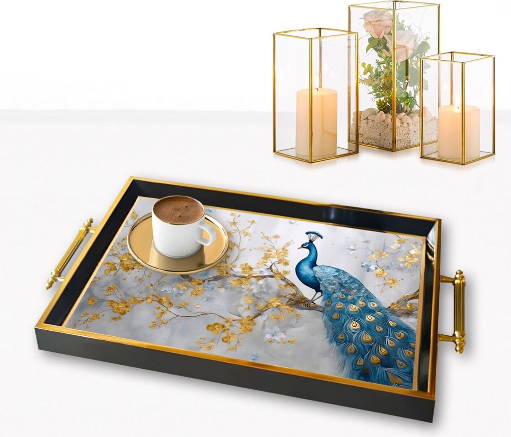 Evila Originals, TPA9925, Tablett, Mehrfarbig, 100 % GLAS, 50 x 29 x 3,5 cm