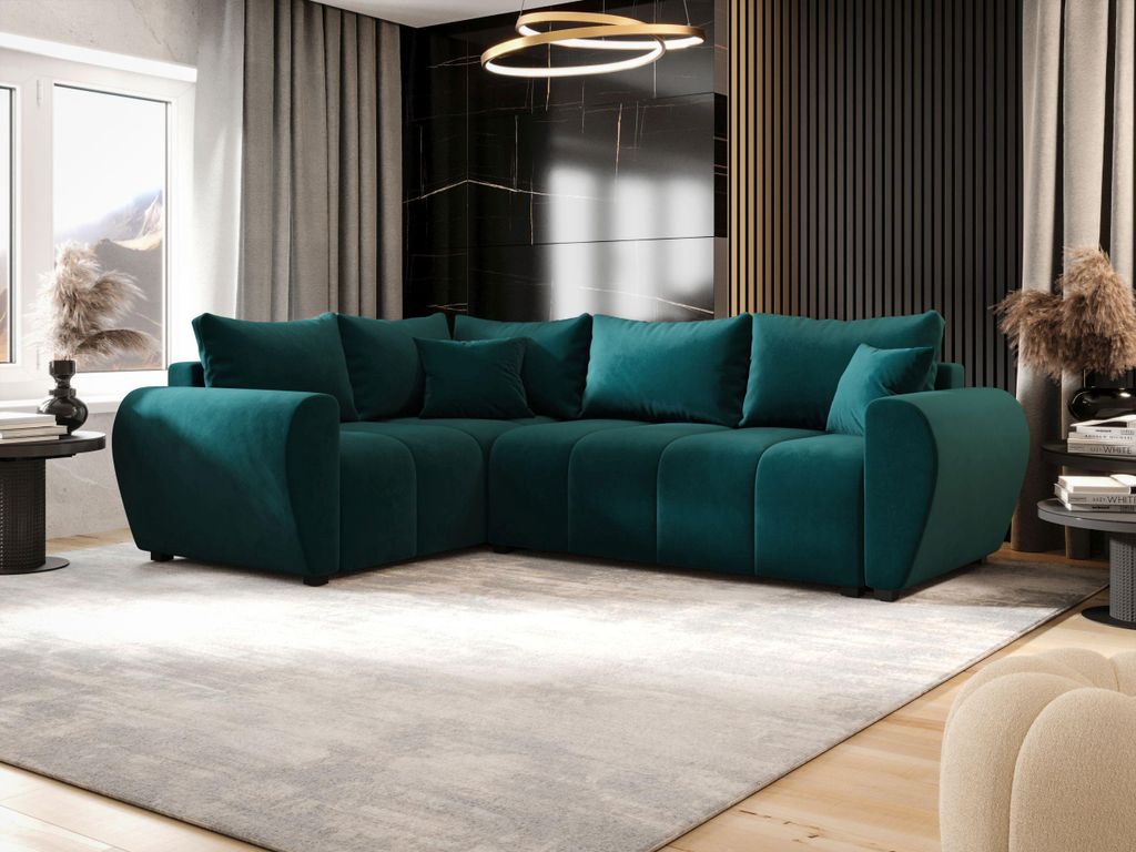 BEDANTE ECKSOFA MOLISA L PLUS Itaka 39 Links Türkis mit Schlaffunktion L-Form Sofa mit Stauraum Bettkasten Wohnzimmersofa Couch Sofa Bettsofa Bett...