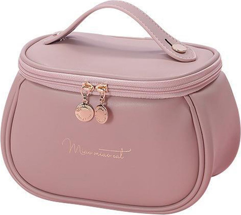 Kosmetiktasche aus Kunstleder, tragbarer Griff, goldener Buchstabe, großes Fassungsvermögen, wasserdichter Reißverschluss, multifunktionale Reis...