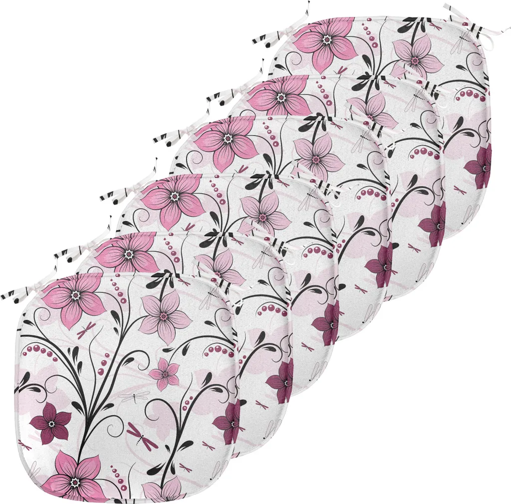 Coussin de Chaise Anti-Glisse et Antitache 40x40 cm Rose Lot de 6