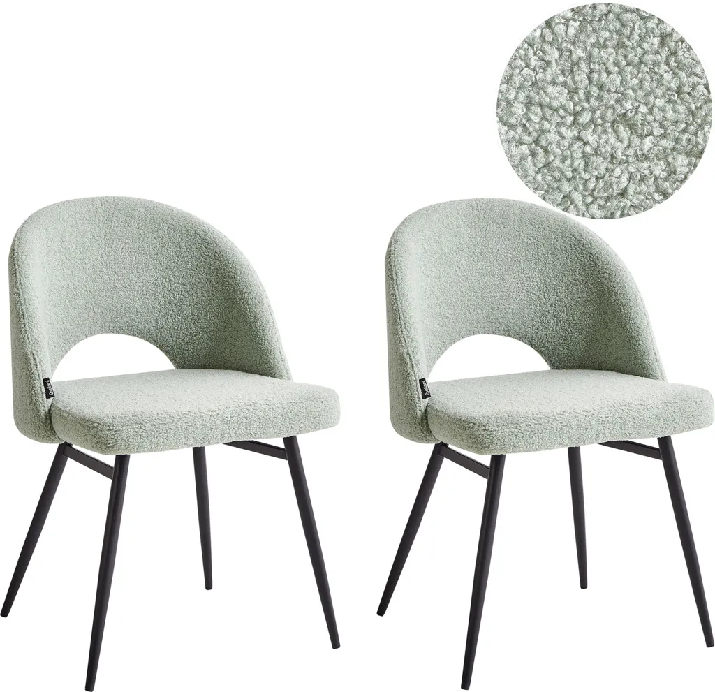 Lot de 2 chaises de salle à manger design moderne vert d'eau et métal noir
