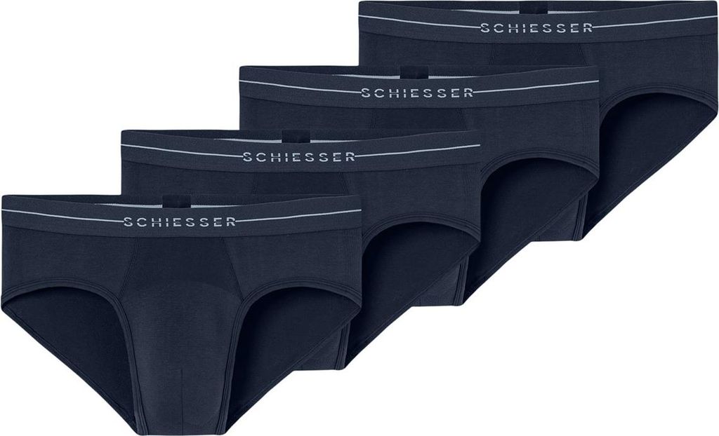 Schiesser 4er Pack Baumwolle Flex Rio Slip / Unterhose Mit Logo-Webgummibund, Perfekter Sitz, hoher Komfort, Elastisches Material