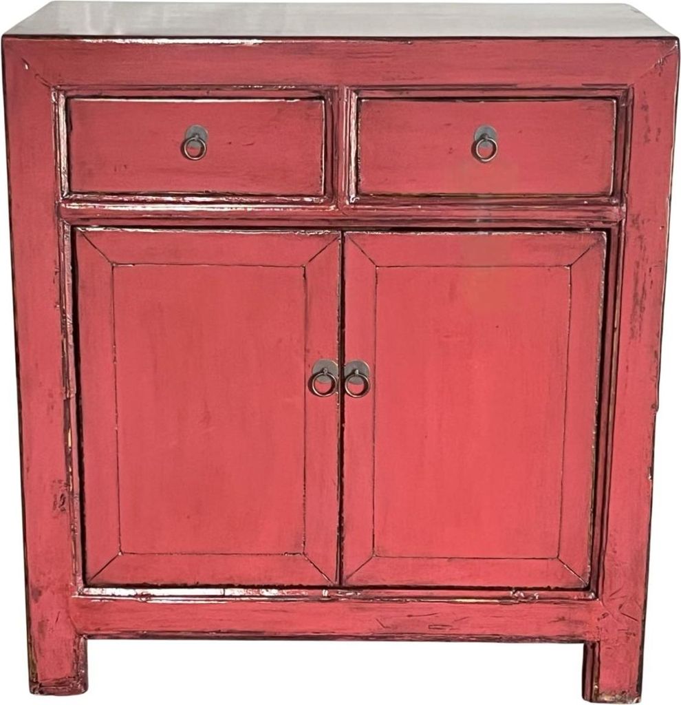 Fine Asianliving Antiker Chinesischer Schrank Korallenrosa Hochglanz B83xT40xH90cm Chinesischer Schrank Chinesischer Hochzeitsschrank Orientalische...