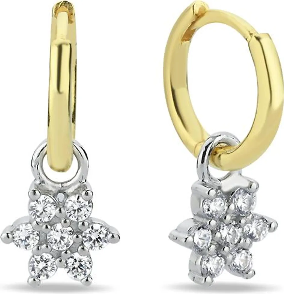 Boucles d'oreilles en argent sterling 925 motif floral étincelant