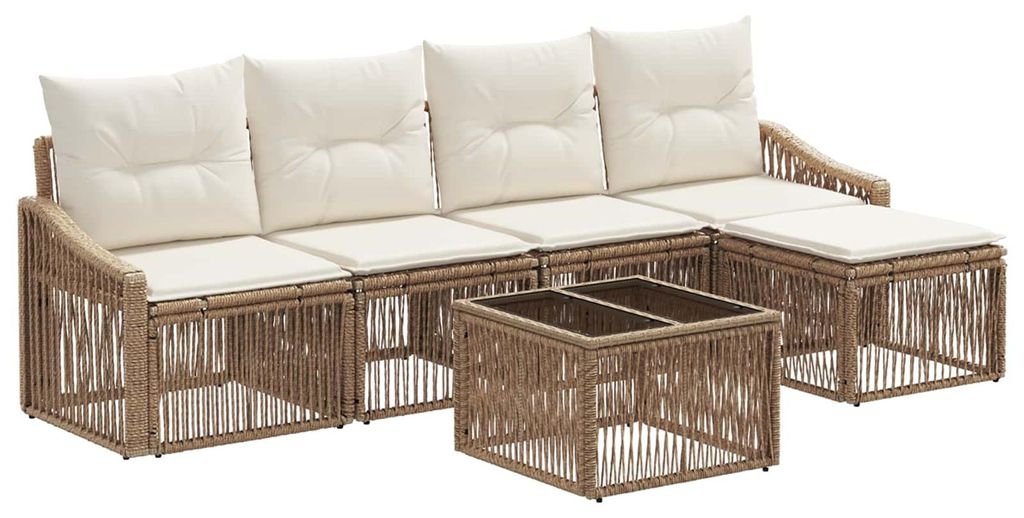 vidaXL Gartensofa-set 6 pcs Beige Poly-Rattan