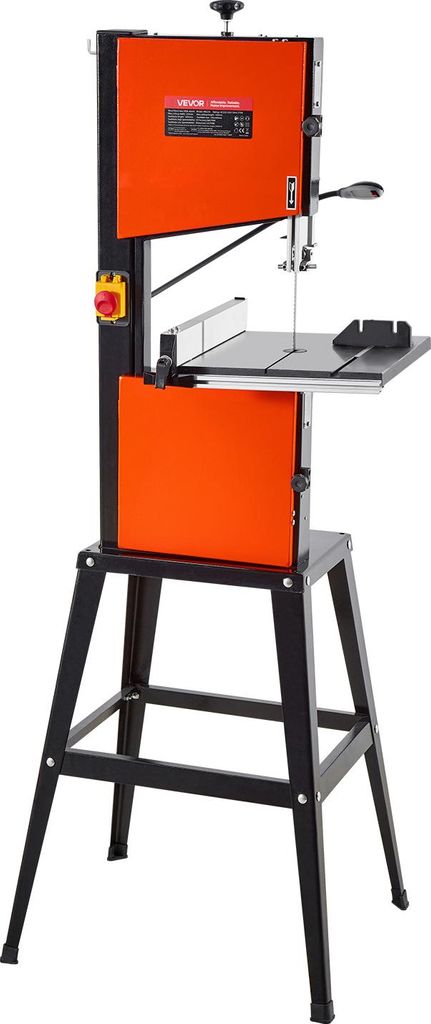 VEVOR Bandsäge mit Untergestell, 254 mm, Zweigang-Holzbandsäge, 373 W (1/2 PS), max. Schnitthöhe 160 mm, 335x340 mm Gusseisentisch, mit 360°-Ar...