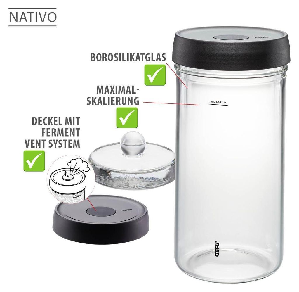 Fermentierglas NATIVO, 1,5 l Einkochgläser
