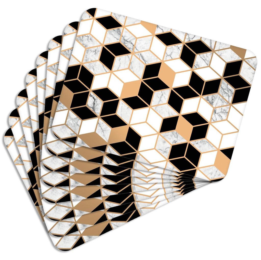 MG Design Set aus 8 Kork-Platzsets - Honey Comb Gold - 30 x 40 cm - hitzebeständig & abwischbar, mit Korkrückseite