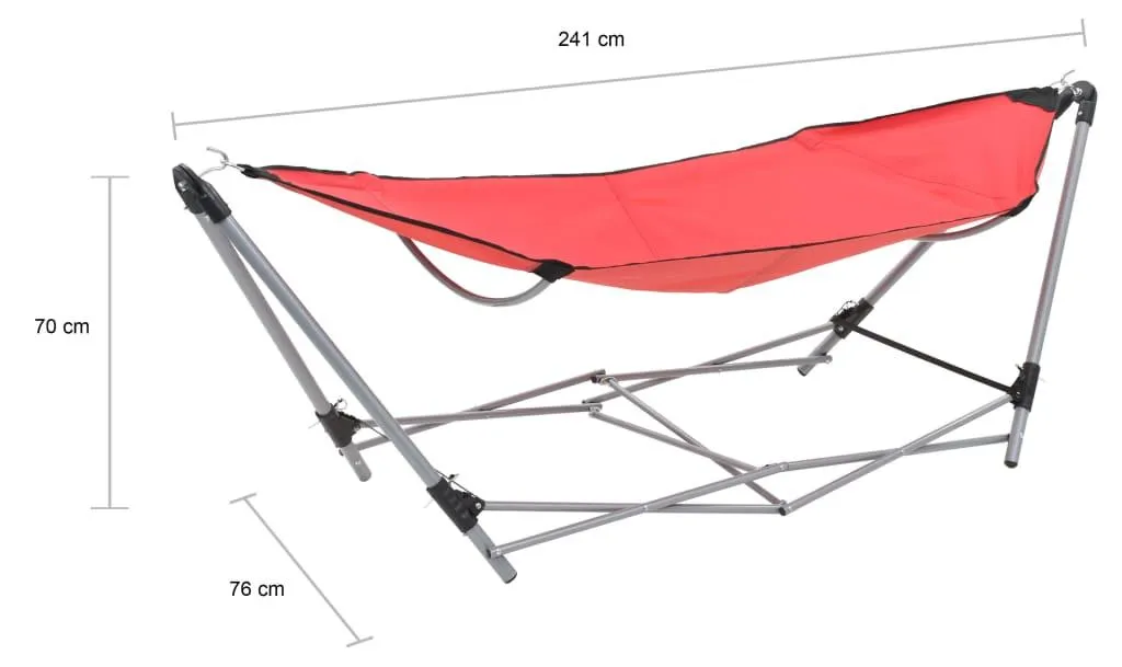 Hamac pliable et compact avec structure en acier rouge vidaXL - 7