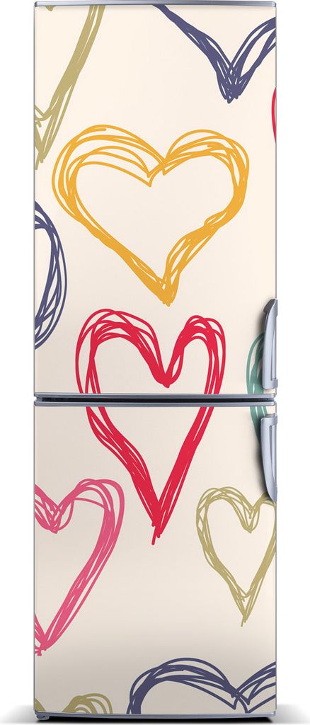 Tulup Kühlschrankdekoration - Magnetmatte - 60 cm x 180 cm - Magnet auf dem Kühlschrank - Bunte Herzen