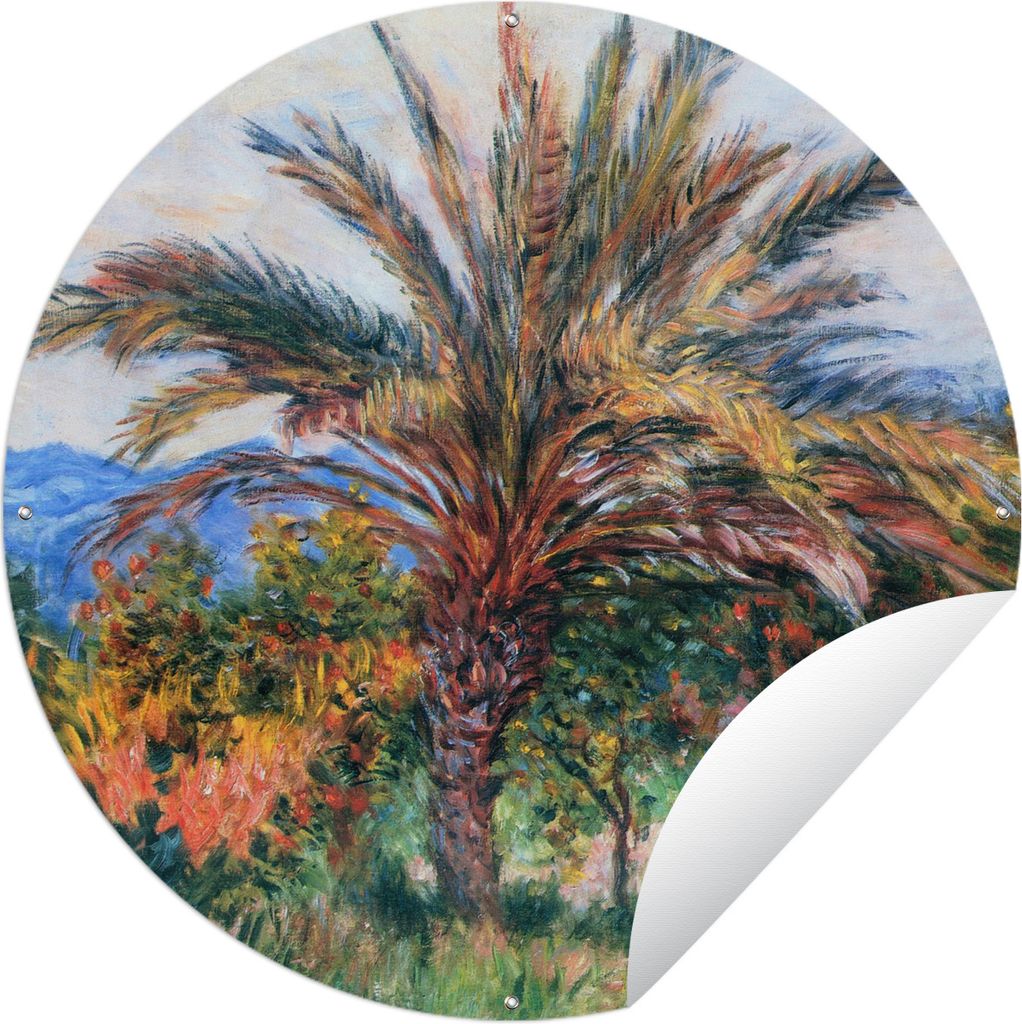 MuchoWow Gartenposter Outdoor-Poster Rund Palme in Bordighera - Claude Monet Ø 90 cm Gartendeko Rundes Poster draußen