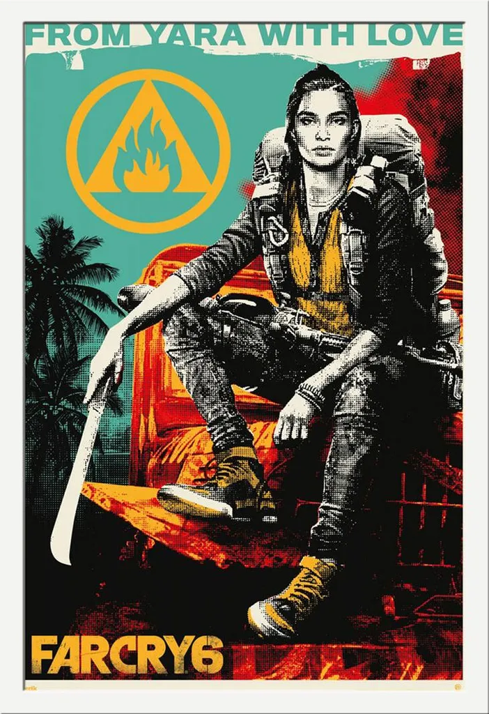 Affiche Far Cry 6 From Yara with Love Encadrée en Blanc Shinsuke Maxi MDF