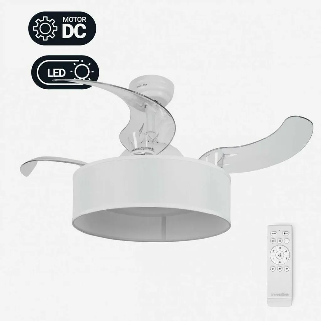 Ventilateur de plafond blanc silencieux 104 cm JALOQUE pour chambre