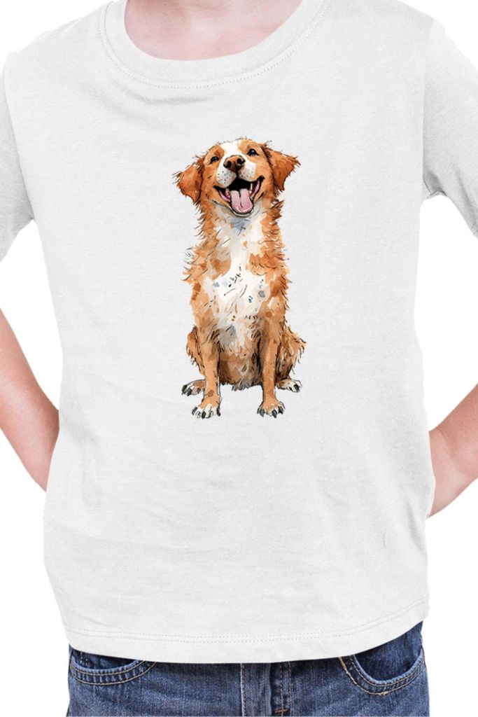 Kinder T-Shirt Funny Dogs Breeds Novia Scotia Duck Tolling Retriever Dog Breed, 9-11 Jahr - 140 / Weiß