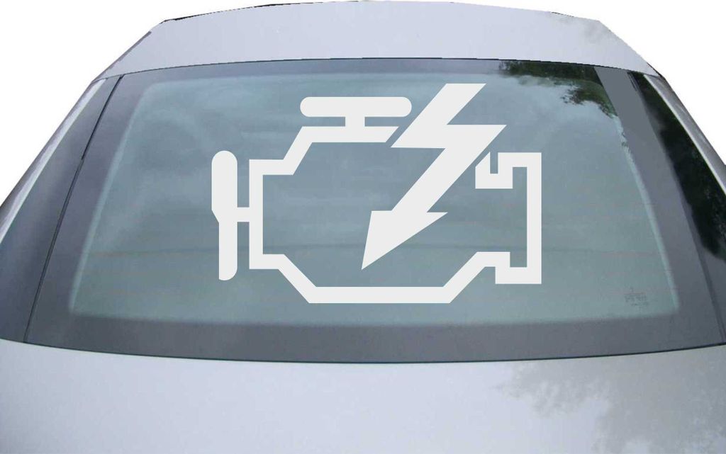 Indigos UG - Aufkleber Heckscheibe & Motorklappe DE2857 - silber - 600x400 mm - Check Engine - Auto Scheiben Fenster Heckklappe Tuning Racing JDM -...