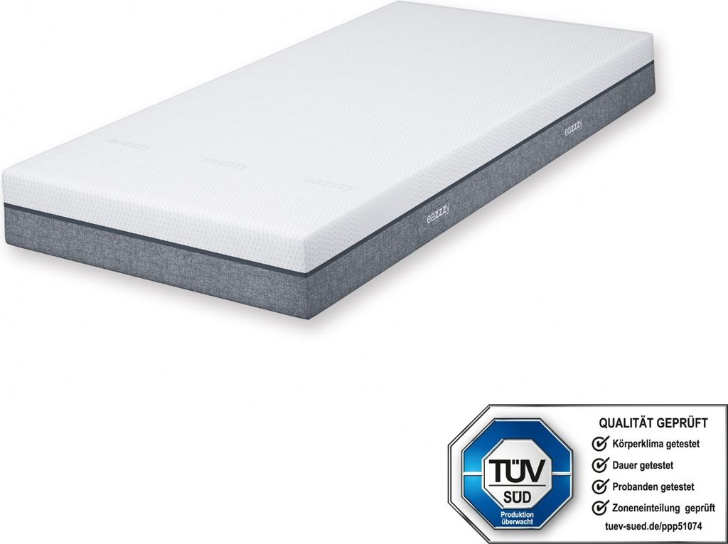 Genius eazzzy Matratze Deluxe 100x200 cm - orthopädische Visco Kaltschaummatratze mit 8-Zonen und 20cm hoch, Härtegrad H2-H3 | Komfort,