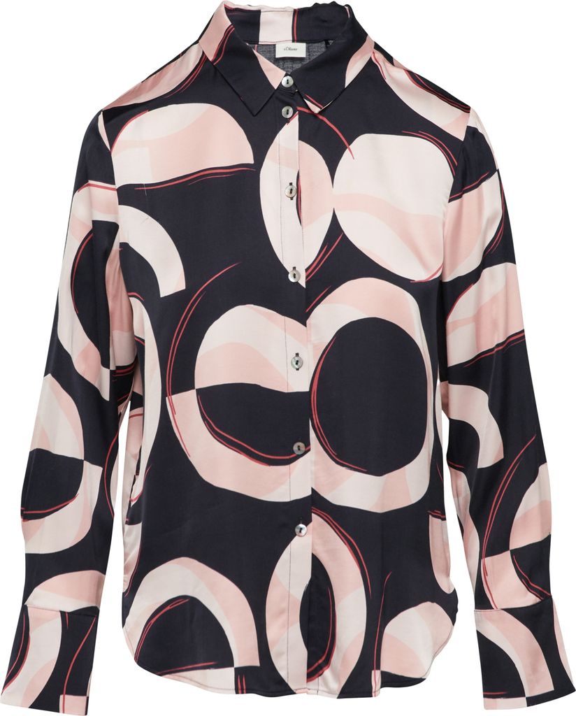 s.Oliver Longbluse mit Falten-Details, satiniertem Glanz und abgerundetem Saum aus Viskose