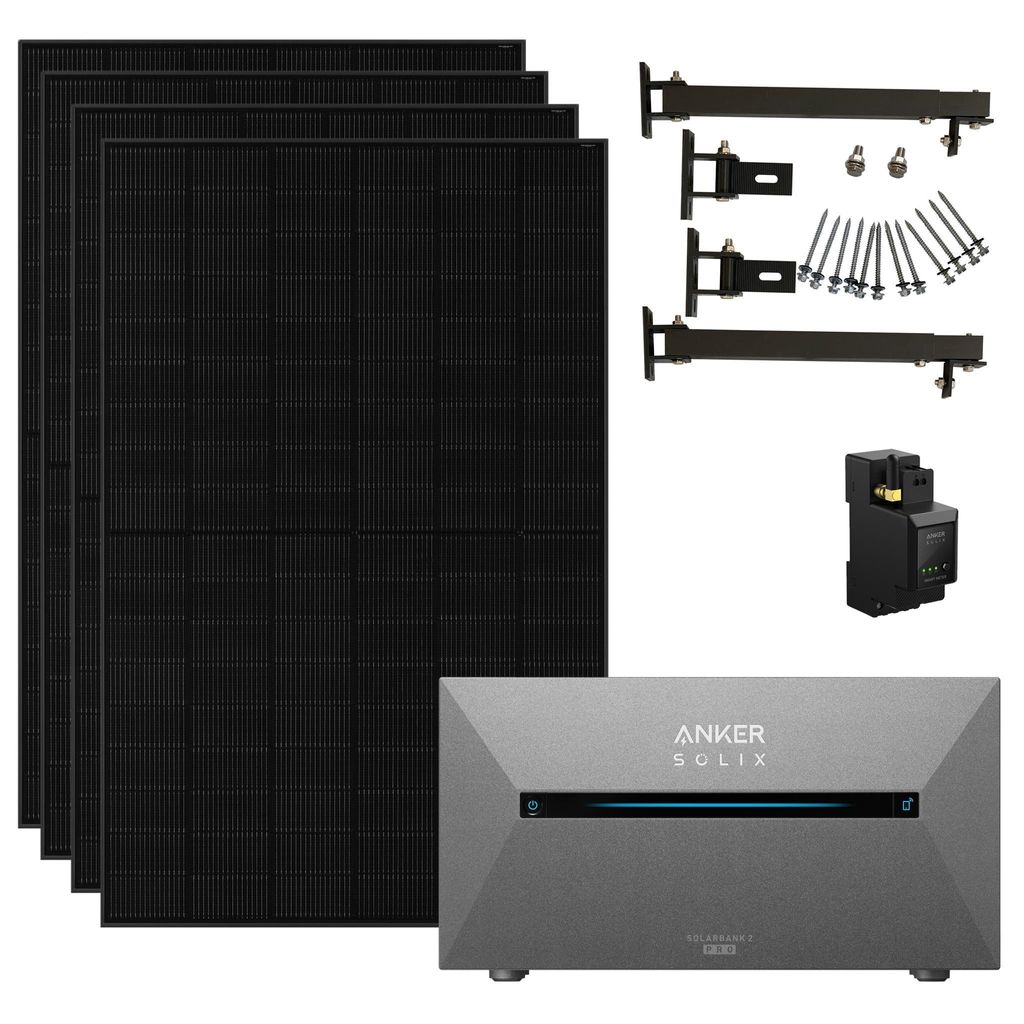 Anker SOLIX 2 Pro Balkonkraftwerk 1820W mit Smart Meter mit Halterung