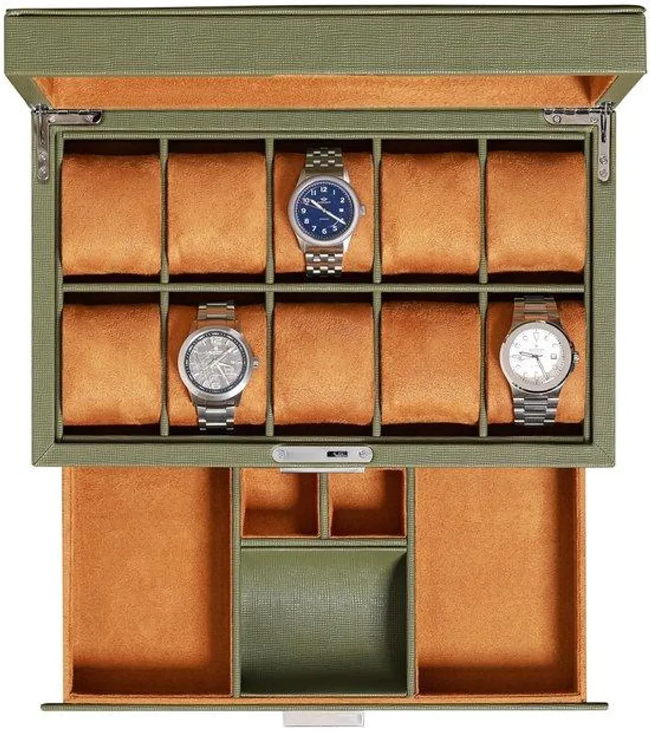 Protégez vos montres : Coffret cuir 10 places avec tiroir contre poussière