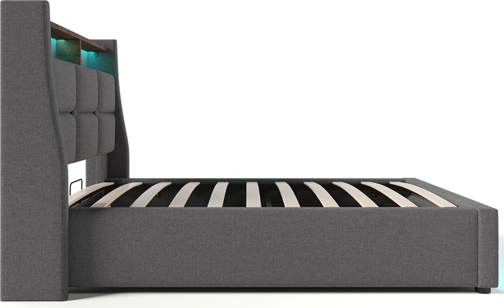 Łóżko tapicerowane Sweiko z USB 90x200cm, łóżko pojedyncze Zdjęcie produktu 