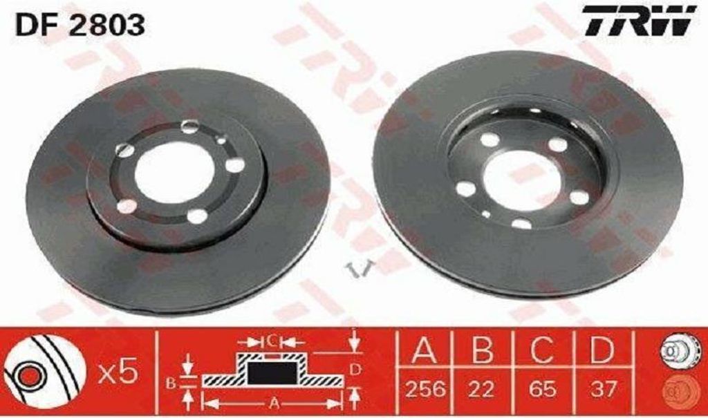 2x TRW DF2803 Disque de frein essieu avant Image du produit 