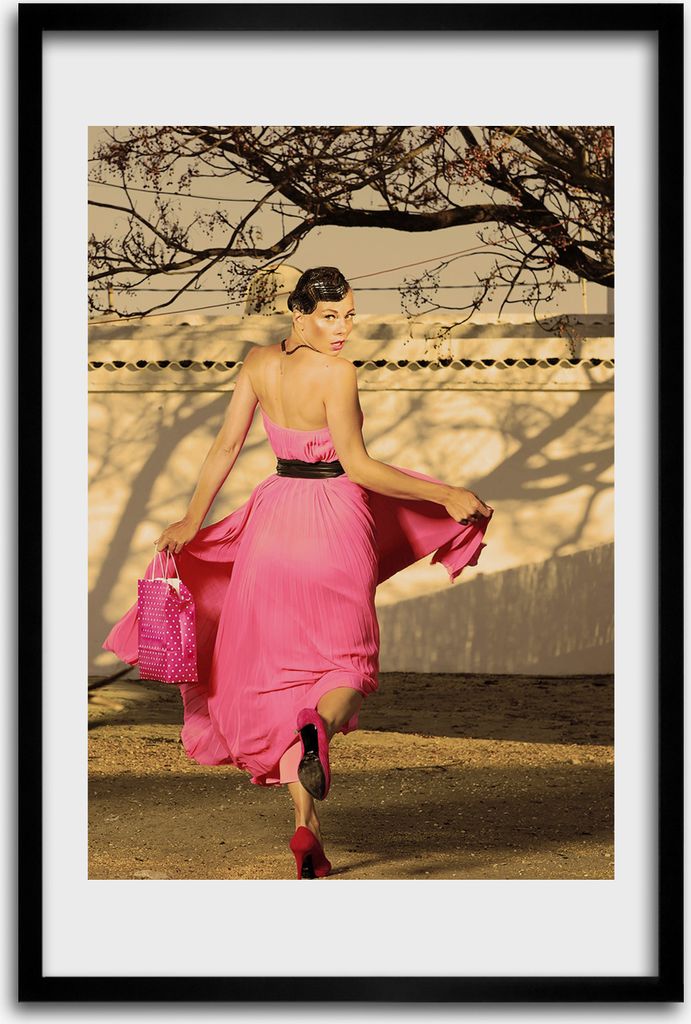 Bild - Bilderrahmen - 40 cm x 60 cm - MDF - Rahmen - Wandkunst - Frau im Rosa
